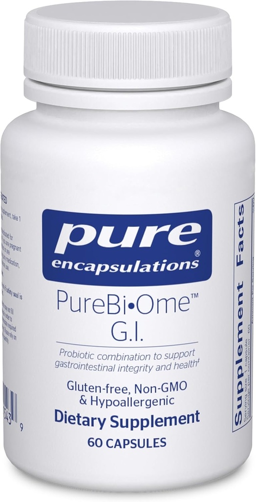Encapsulaciones purasBi•Ome G.I. ← Hipoallergenic Multi Strain Blend Probiótico para G.I. Confort y Salud