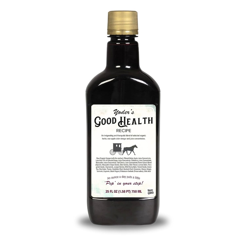 Receta de buena salud de Yoder Complejo líquido de vinagre de manzana, 25 oz, anish Harvest Herbal Tonic con Jugo de anciano, hierbas orgánicas silvestres, antioxidantes desintoxicantes crudas