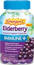 Emergen-C Immune+ Elderberry Gummies, 750 mg Vitamina C con Vitamina D, Zinc y Electrolitos, Immune Support Suplemento dietético, Caffeine Gratis, Gluten Free, Elderberry Flavor - 45 Cuenta