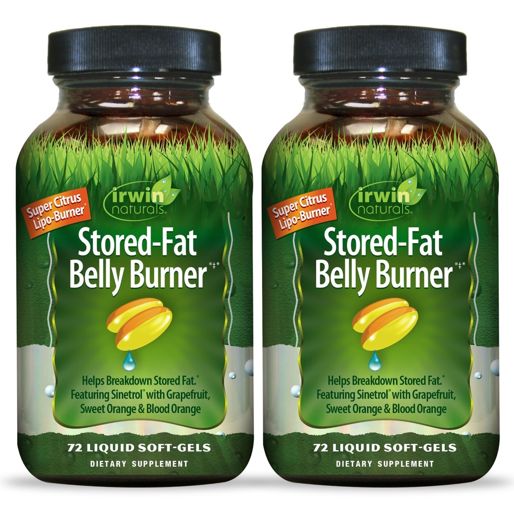 Irwin Naturals Stored-Fat Belly Burner - 60 Liquid Soft-Gels, Pack de 2 - Ayuda a apoyar la ruptura de la grasa almacenada - 40 Total Servings