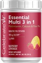 Celebrate Vitamins 3-in-1 Bariatric Multivitamin with Calcium Citrate Drink Mix - 500mg Calcium, Gluten Free, Sugar Free - Powder Blend for Post Bariatric Surgery - Rasp Lemonade (60 Servings)