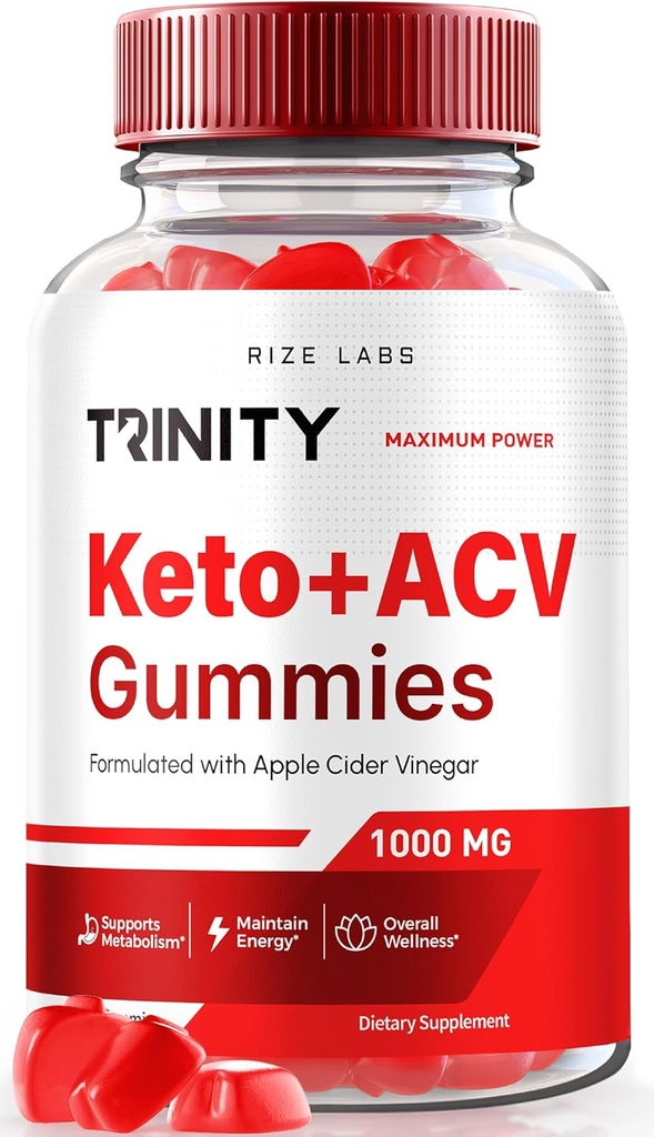 rize labs - Trinity Keto+ACV Gummies for Advanced Weight Loss, All Natural Apple Cider Vinegar Suplemento, 500 mg (60 Gummies)