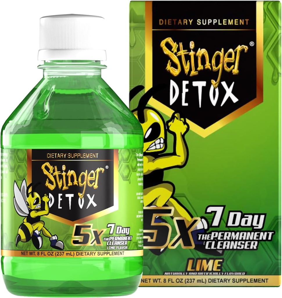 Stinger Detox 5X 7-Day Extra Strength Bebida Permanente – Lime Flavor – 8 FL OZ