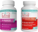 20% Bundle Utiva Cranberry PACs 30 Vegi Capsules Suplemento de arándano para la salud del tracto urinario para mujeres y hombres + Utiva D-Mannose 500mg 120 Capsules Naturalmente Flush La vejiga y la tracto urinaria
