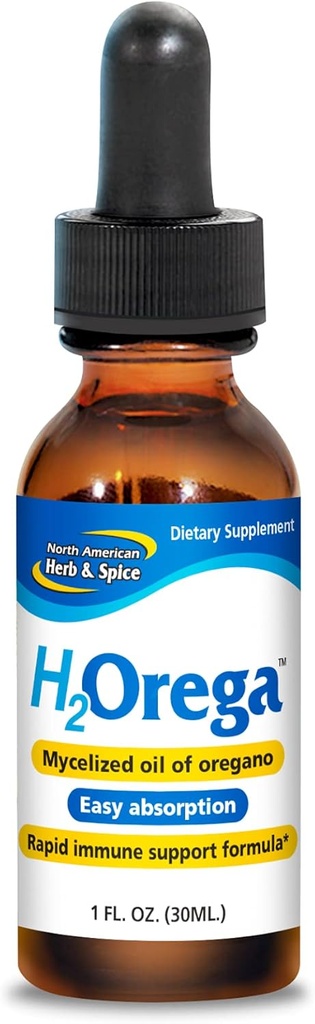NORTH AMERICAN HERB &amp; SPICE H2Orega - 1 fl. oz. - Mycelized Oil of Oregano - Rapid Immune Support Formula - Easy Absorption - Non-GMO - 173 Servings