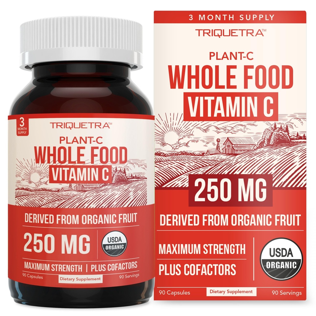 Vitamina Orgánica C ← Alimento entero Vitamina C de Fruit Plus Absorción Mejorando los Cofactores - Biodisponibilidad Vegana, Mejorada - Apoyo Inmunitario, Antioxidante, Salud Total (90 Servimientos)
