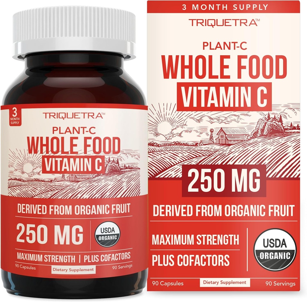 Vitamina Orgánica C ← Alimento entero Vitamina C de Fruit Plus Absorción Mejorando los Cofactores - Biodisponibilidad Vegana, Mejorada - Apoyo Inmunitario, Antioxidante, Salud Total (90 Servimientos)
