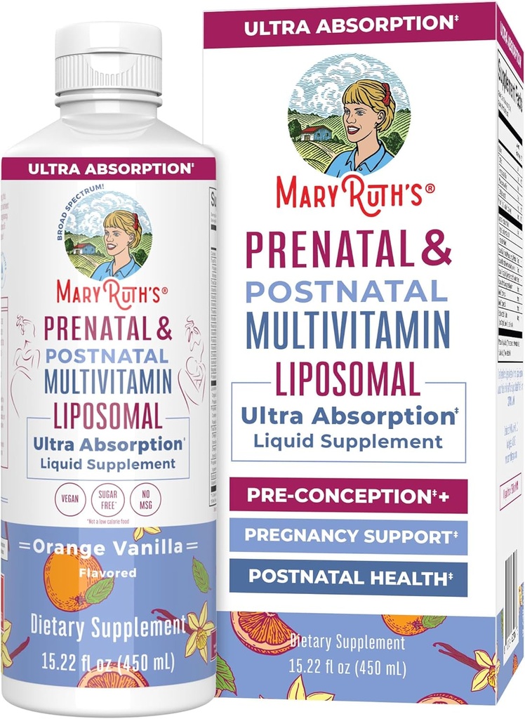 MaryRuth Organics Prenatal ' Postnatal Multivitamin for Women ← Sugar Free ← Pre-Concepción, Embarazo " Enfermería " Sobrevivir Vitaminas Prenatales TEN Vegan ANTE NO-GMO TEN Gluten Free ← 30 Servimientos