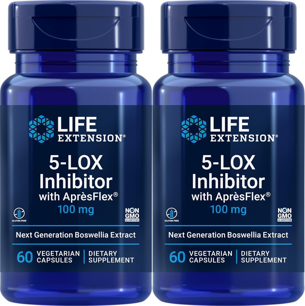 Extensión de vida 5-LOX Inhibidor con AprèsFlex 100 mg, 60 cápsulas vegetarianas (Pack of 2)