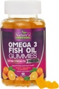 Omega 3 Fish Oil Gummies, Heart Healthy Omega 3 Gummy Supplement with High Absorption DHA & EPA, Extra Strength Joint & Brain Support, Delicious Orange Flavor Fish Oil Nature's Vitamin - 60 Gummies