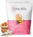 Un Sol Lean Plant Protein Powder, Pea &amp; Brown Rice Protein, Low Carb, Vegan Friendly - Gluten, Lactose, &amp; Soy Gratis - No Añadido Sugar, Non-GMO, Clean Nutrition, No Bloating (Vanilla Caramel Cupcake)
