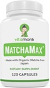 MATCHAMAX™ Organic Japanese Matcha Capsules - Pure Organic Matcha Green Tea Pills for Smooth Zen-Like Energy and Natural Mood Boost - Vegan Matcha Supplement Packed with Antioxidants - 120ct