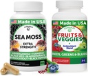 Lunakai EE.UU. hizo Superfood Fruits &amp; Veggies Suplemento " Irish Sea Moss Bundle with 4 Blends, Black Seed Oil " Ashwagandha for Immune " Wellness Support