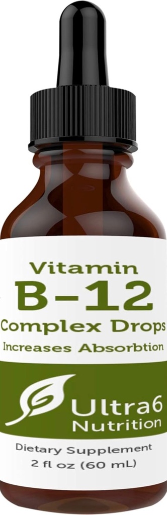 Ultra6 Nutrición Vitamina B12 Sublingual Liquid Drops - B12 Metilcobalamin Suplemento Grande para la Energía - Vitamina-B Suplementos para Hombres Mujer - 90 Day Supply