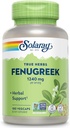 SOLARAY Fenugreek Semilla 1240 mg, Healthy Digestion Support and More, Vegan and Lab Verified for Quality, 90 Servings, 180 VegCaps