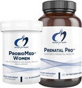 Diseños para la salud Prenatal &amp; Probiotic Bundle - Prenatal Pro (180 cápsulas) Multivitamina prenatal con folato y minerales Chelated " Mujeres ProbioMed (30 cápsulas) Gut Health " Vaginal Probiotic
