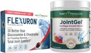 Purity Products Flexuron Joint Formula + Joint Gel Flexuron (Krill Oil, Low Molecular Weight Hyaluronic Acid, Astaxanthin) - Joint Gel Berry Powder (Bioactive Collagen Peptides + MSM)