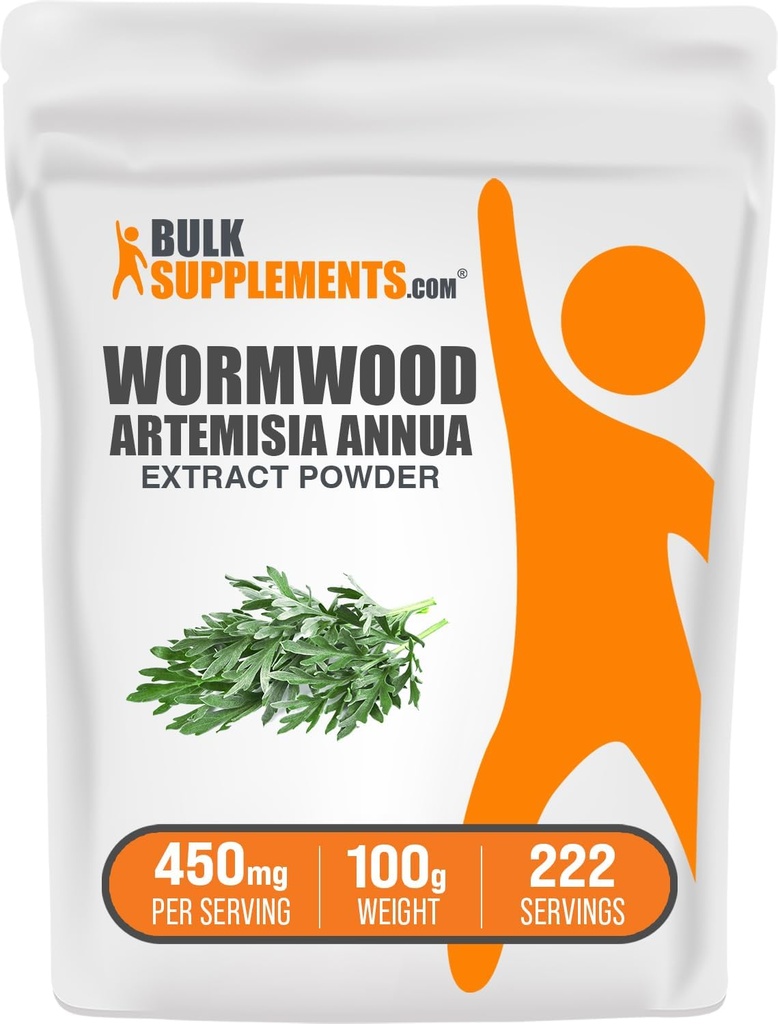 BulkSupplements.com Wormwood Extract Powder - Artemisia Annua Fuente de Sweet Wormwood Leaves, Herbal Supplement - Gluten Free, 450mg per Serving, 100g (3.5 oz) (Pack of 1)