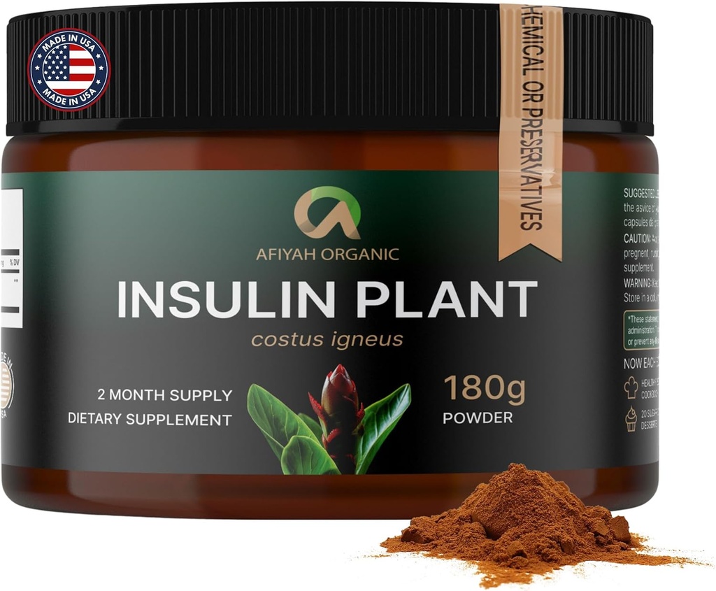 Calidad Premium Costus Igneus (Insulin Plant) Polvo - No mal sabor (2 Month Supply) - Hecho en los EE.UU. - Incluido Programa completo de asistencia sanitaria