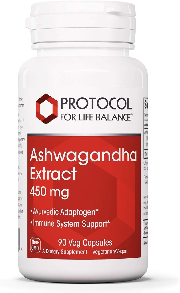 Protocolo Ashwagandha 450mg - Apoyo Inmuno, Adaptógeno Ayurvédico - 90 Caps Veg