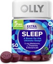 OLLY Extra Strength Sleep Gummy, 5 mg Melatonin, L-Theanine, Chamomile, Lemon Balm, Sleep Aid, BlackBerry - 50 Conde