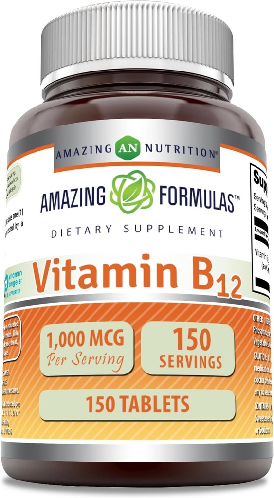 Fórmulas asombrosas Vitamina B12 Suplemento TENIDO 1000 Mcg por Serving TENIDO Tablets TENIDO NO Gluten-Free TEN Made in USA (1 Pack, 150 Cuenta)