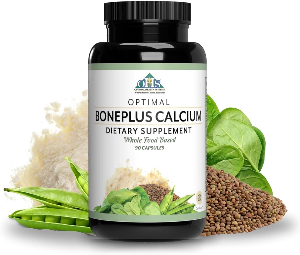 Sistemas de Salud Optimal BonePlus Calcium ← Calcium Chelated Altamente Absorbable + Ipriflavone, Probióticos, Enzymes de Plantas ANTE Bone Strength Suplemento TEN 90 cápsulas