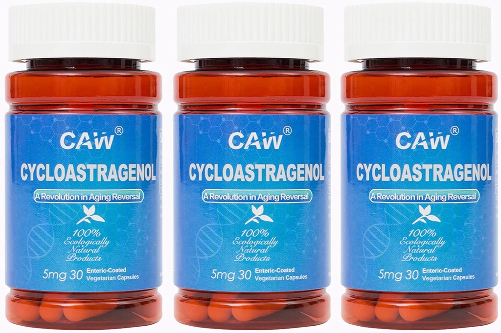 CAW Anti-Aging Supplement TEN Hypersorption Cycloastragenol 98% TENIDO 5mg 30enteric-Coated Capsules 3bottles