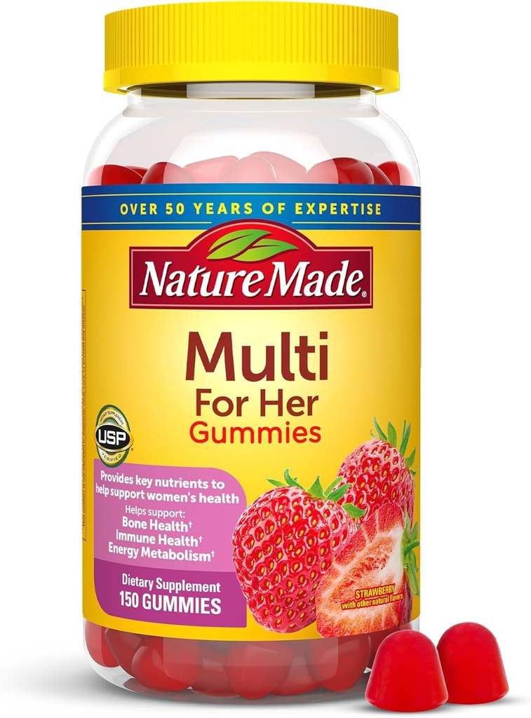 Nature Made Multivitamin Para Mujeres, Mujeres Gummy Multivitaminas para el soporte nutricional diario, 150 multi vitaminas, 75 días de suministro