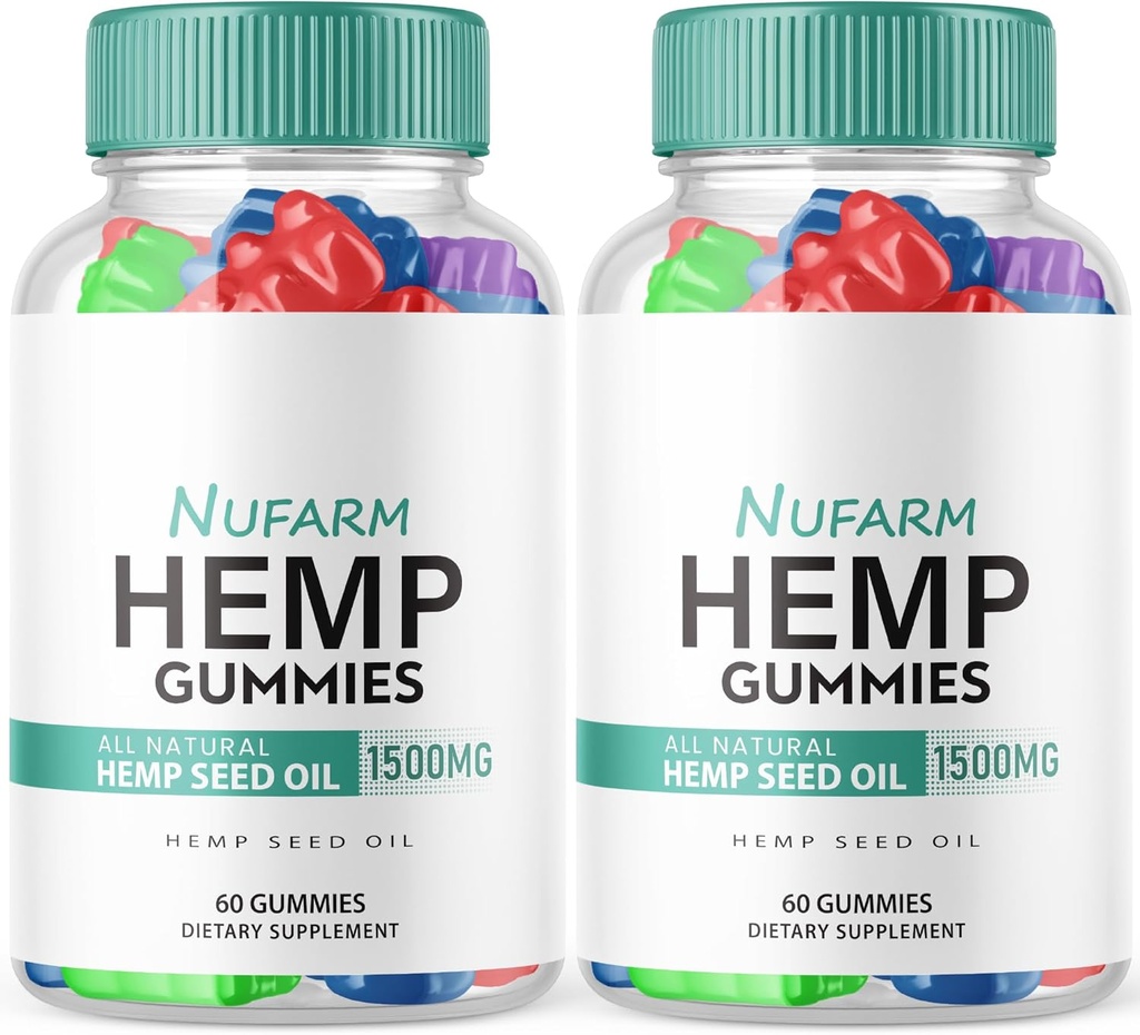 (2 Pack) Nufarm Hemp Gummies - Fórmula Oficial - NewFarm Gummies with Performance Hemp Extract, Nu Farm Gummies Great Taste, Bio Heal Big Size Gummy, New 2023 1500mg Por Bottle New (120 Gummies)