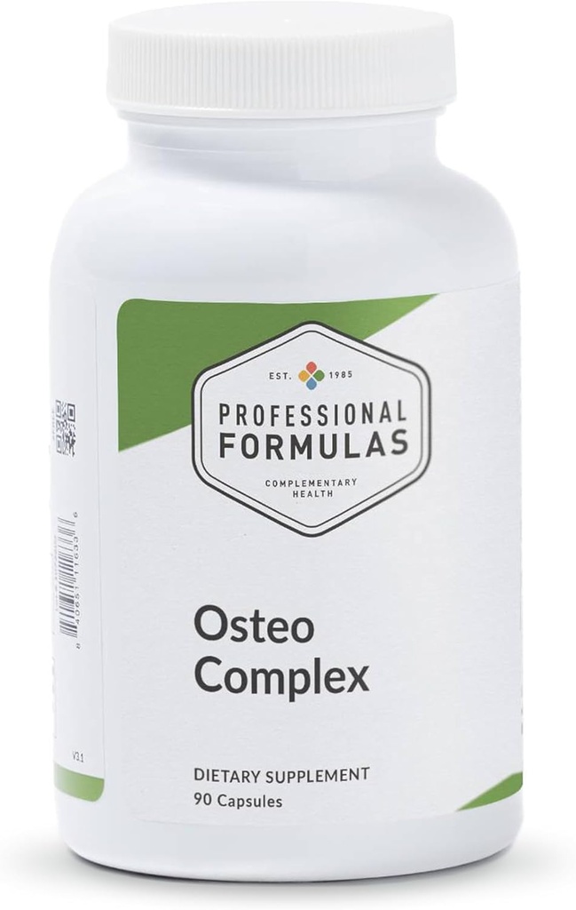 Complejo Osteo de Fórmulas Profesionales – Soporte de Densidad de Hueso con Calcio, Hidroxiapatita Microcristalina Plus Magnesio, D3 &amp; Borón para Absorción Máxima* - Gluten Gratis, Hipoalergénico, 90 cápsulas