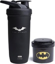 Smartshake DC Comic Bundle - Batman Protein Shaker Botella – 900ml Leakproof de acero inoxidable con 200ml de almacenamiento de polvo de proteínas