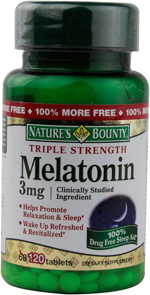 Melatonina Bounty de la naturaleza 3 mg Tabletas 120 Tabletas (Packs of 4)