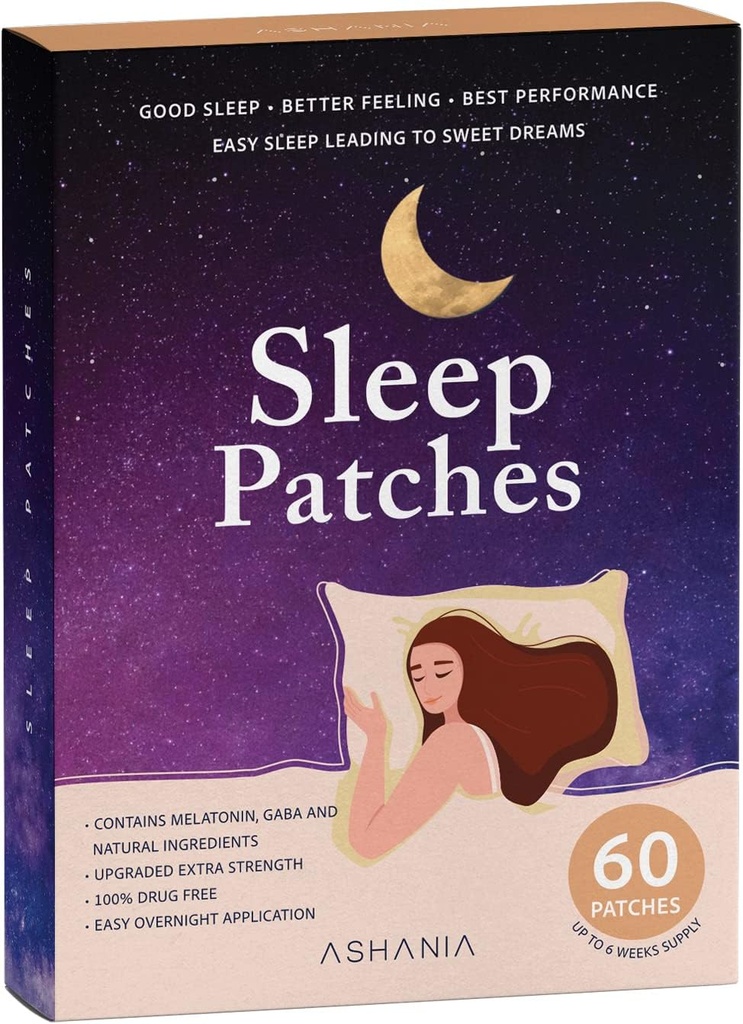 Patches de sueño, parches de sueño para adultos, juego de parches de sueño mejorado, fácil de aplicar y cómodo, ingredientes premium, para hombres y mujeres (60 parches)