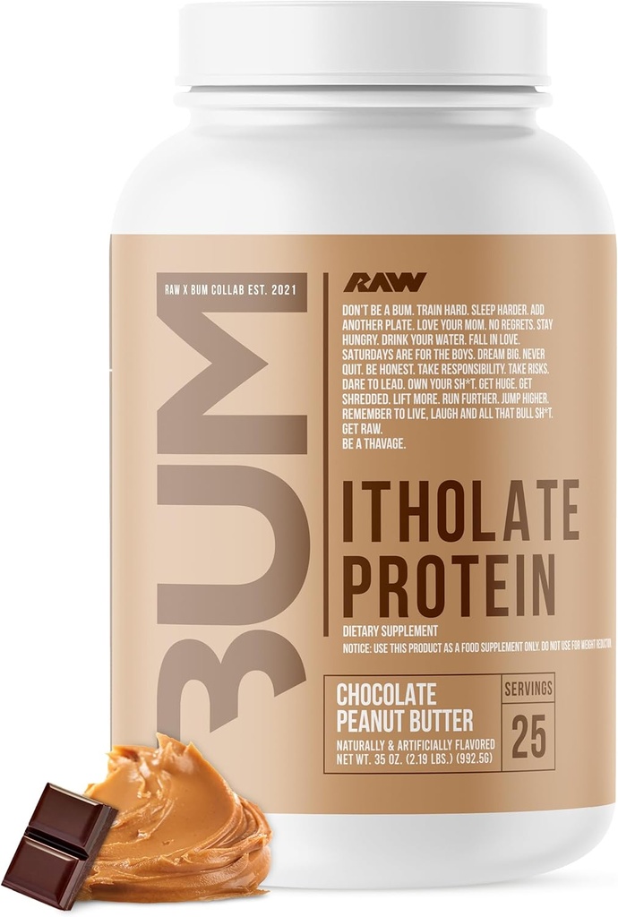RAW Whey Isolate Protein Powder, Chocolate Peanut Butter (CBUM Itholate) - 100% Grass-Fed Sports Nutrition Powder for Muscle Growth & Recovery - Low-Fat, Low Carb, Naturally Flavored - 25 Servings