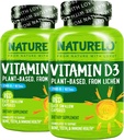 NATURELO Vitamina D - 2500 UI - Planta Basada en Lichen - Natural D3 Suplemento para Sistema Inmunitario, Soporte de Huesos, Salud Conjunta - Vegan - No GMO - Gluten Gratis - 180 cápsulas (Pack of 2)