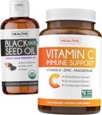 Black Seed Oil Liquid & Immune Support (2-Month Supply) Immune Maximiser Bundle - Black Seed Oil Liquid (16fl.oz) Premium Cold-Presed Clack Cumin Seed Oil & Vitamin C Immune Support (120 Veg Caps)