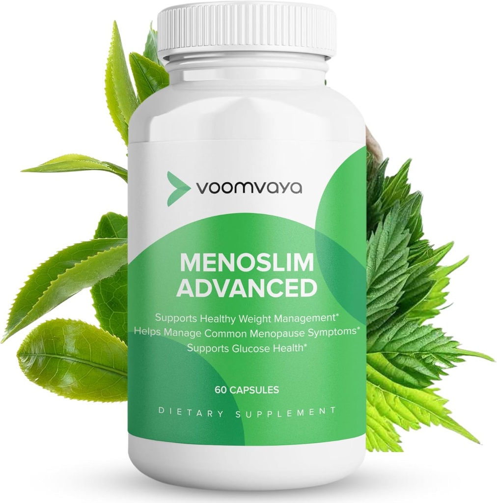 Voom Vaya MenoSlim Advanced Menopause Weight Loss for Women - Menopause " Perimenopause Supplements for Women - Estrogen Supplement " Menopause Relief for Hot Flashes, Bloating, Energy - 60 Capsules