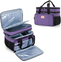 LUXJA 2 Layers Medicine Bag with Detachable Divider, Pill Bottle Organizer Suitable for Home or Travel Use, Purple