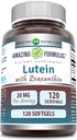 Fórmulas asombrosas Lutein 20 mg con Zeaxanthin 800 mcg Silencio Softgels Suplemento Silencio No-GMO Silencio Gluten Free TEN Made in USA (120 Conde)