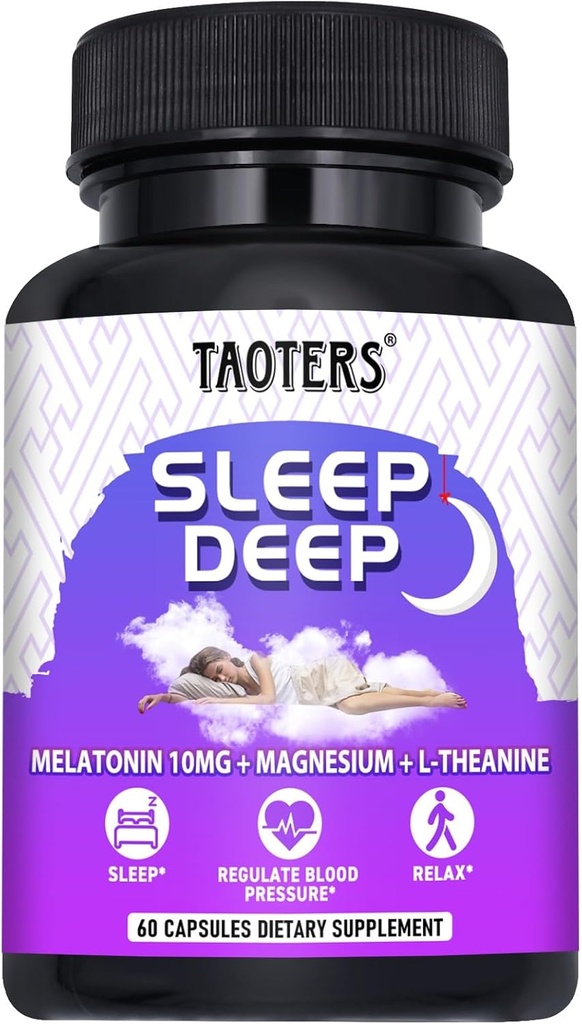 Melatonina 10 mg con L-Theanine, Magnesio y Más Asistencia para el sueño para adultos Silencio 60 cápsulas = 60 días de suministro