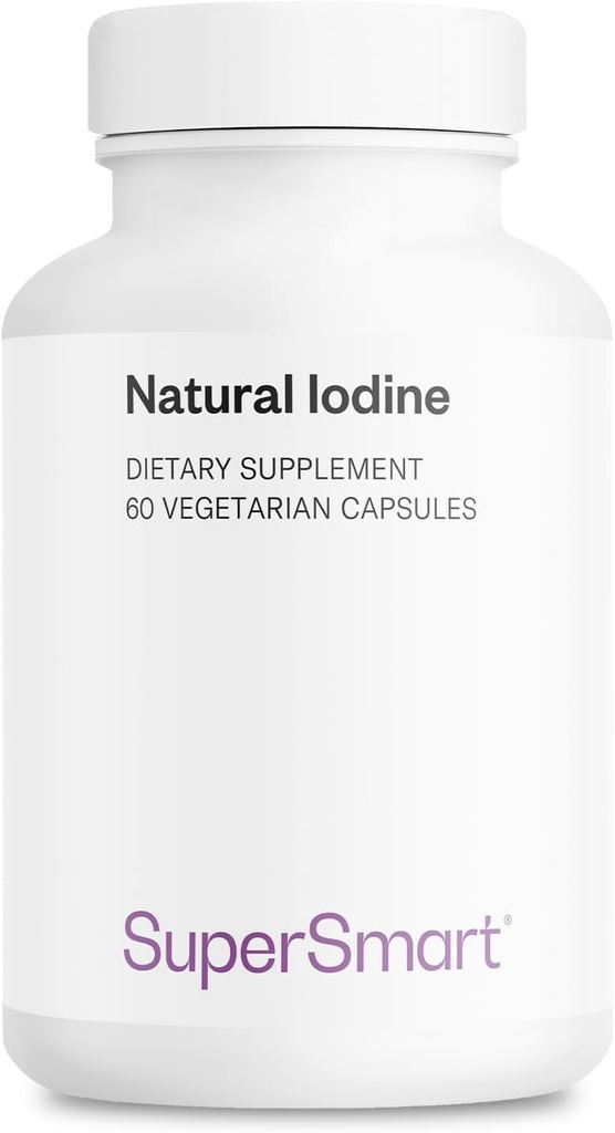 SuperSmart - Natural Iodine 1000mg por día (Patented & High Strength) - Puro Sea Kelp Iodine Suplemento - 650ppm de Iodine ← Non-GMO & Gluten Gratis - 60 cápsulas vegetarianas