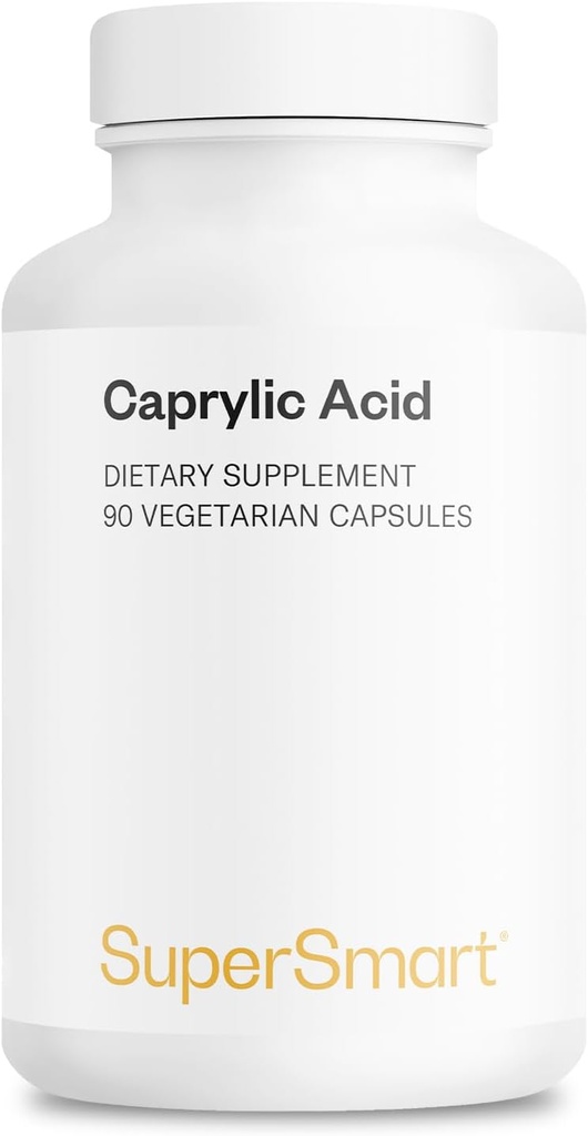 Supersmart Caprylic Acid Suplemento 1350mg por día (de MCT Oil) - Triglicéridos de cadena media Ácido graso saturado - Ácido Octanoico Silencioso No-GMO & Gluten Gratis - 90 cápsulas vegetarianas