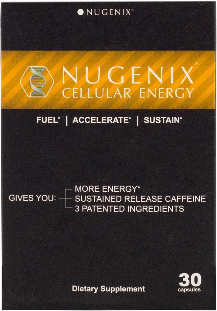 Nugenix Cellular Energy - Energy Supplements - L-Carnitine y L-Tartrate, elevATP, Extended Release Caffeine, L-Tyrosine, 30 Count