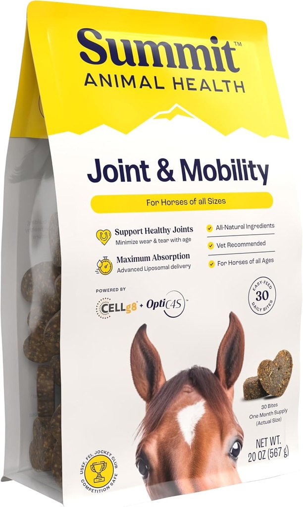 Summit Equine Joint " Mobility Bites Daily Supplement for Horses, Liposomal Delivery, Max Absorption, Vet Recommended, All-Natural Ingredients, 100% Drug-Free, Healthy Joints - 30 Bites