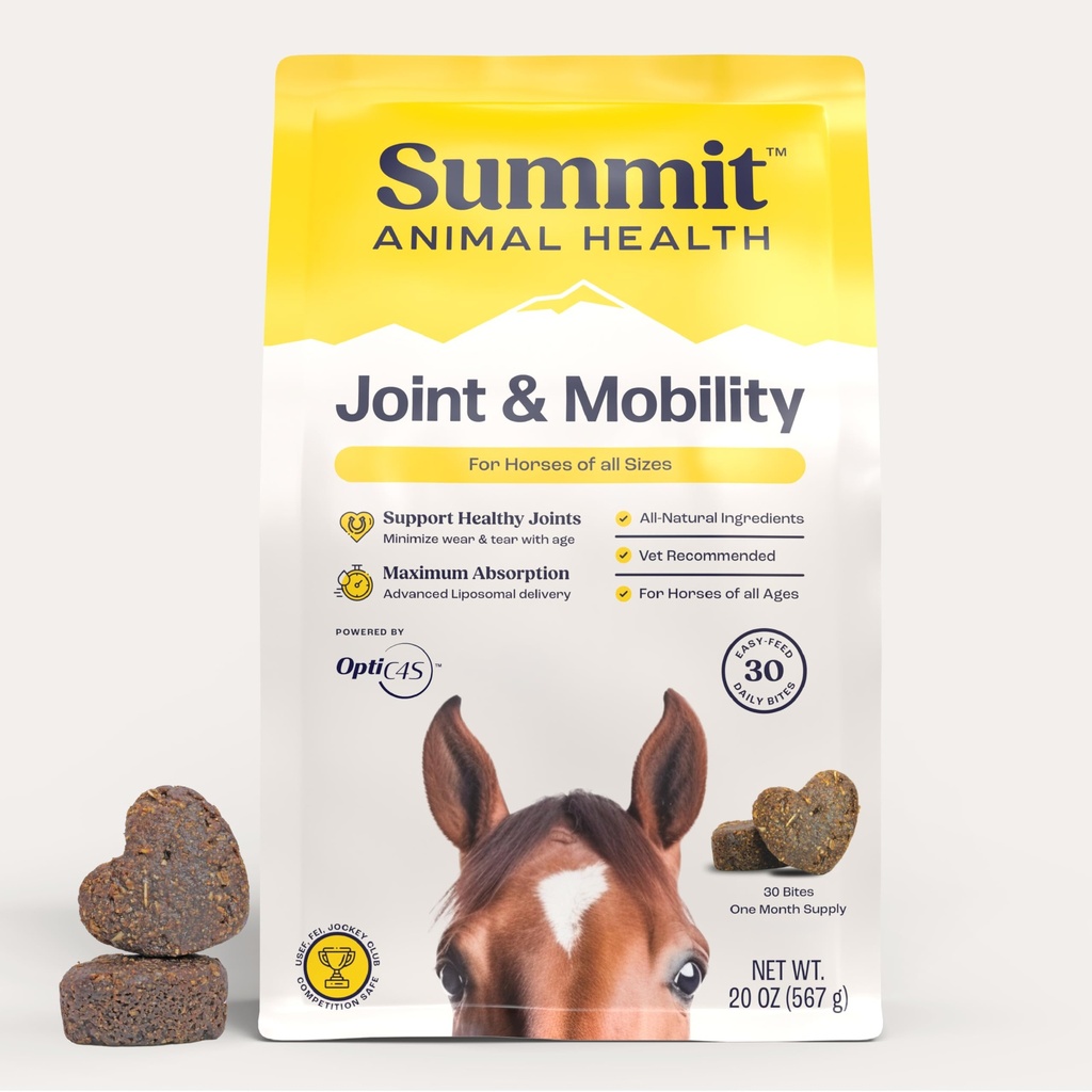 Summit Equine Joint " Mobility Bites Daily Supplement for Horses, Liposomal Delivery, Max Absorption, Vet Recommended, All-Natural Ingredients, 100% Drug-Free, Healthy Joints - 30 Bites