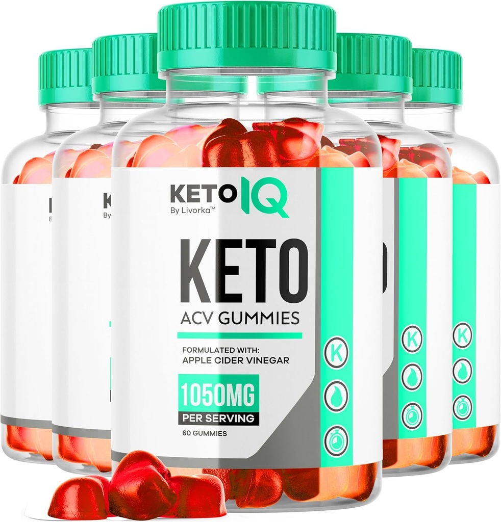 (5 Pack) Keto IQ - Official Keto IQ ACV Gummies Premium All Natural 1050mg, KetoIQ Apple Cider Vinegar Advanced Fórmula, Keto IQ Opiniones, KetoIQ Gummys ACV Support, 300 Gummies por 5 meses