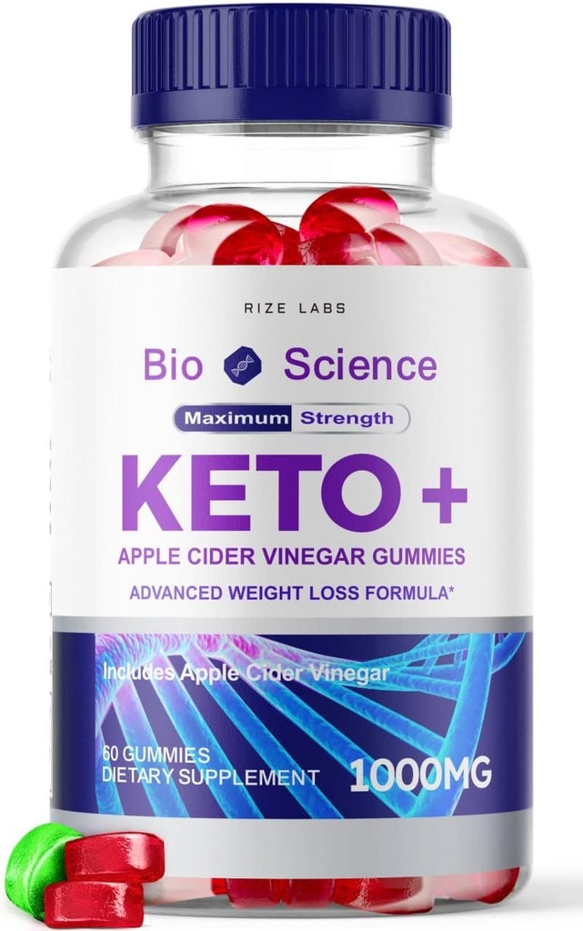 rize labs - Bio Science Keto Plus Gummies for Weight Loss, Extra Strength, Advanced Formula Incluye Apple Cider Vinegar Gummies (60 Gummies)