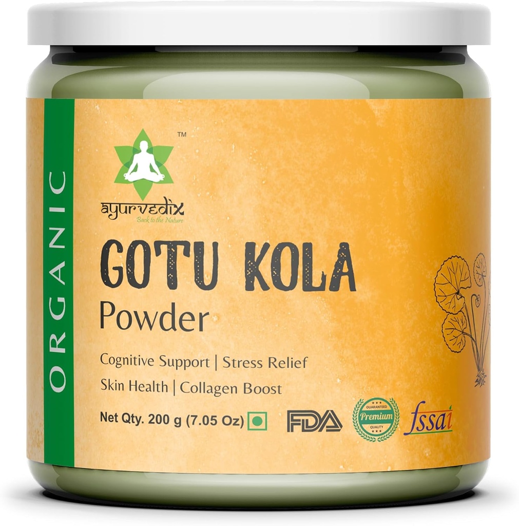 Orgánica Gotu Kola Powder - Suplementos Herbales Boosts Inmunity &amp; Sup0ports Digestión ← No Gluten-Free - Centella Asiatica - Mandupakarni Powder y Brahmi Powder - 7.05 Oz / 200g