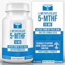 L-Methylfolate 10 MG, Optimized & Highly Bioactive Methyl Folate, 5-MTHF Supplement for Mood and Immune Support, Natural Diet Supplement for Energy, Non-GMO & Gluten-Free, 90 cápsulas